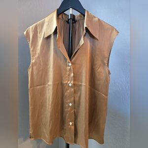 Banana Republic Satin Finish Sleeveless Collared Blouse – Medium